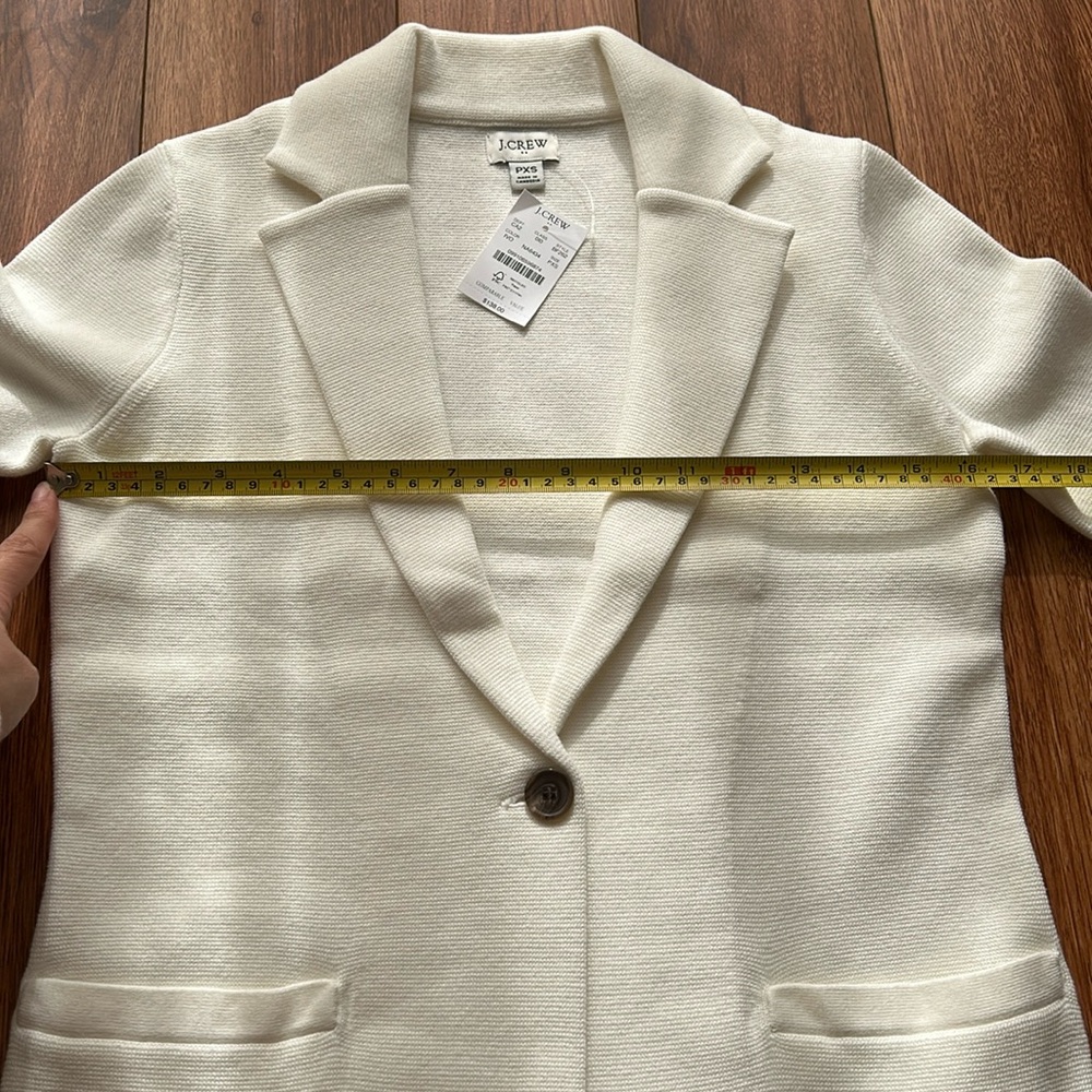 J. Crew 100% Cotton Schoolboy Sweater Blazer Ivory (Off-White) Petite XSP NWT - Picture 6 of 10